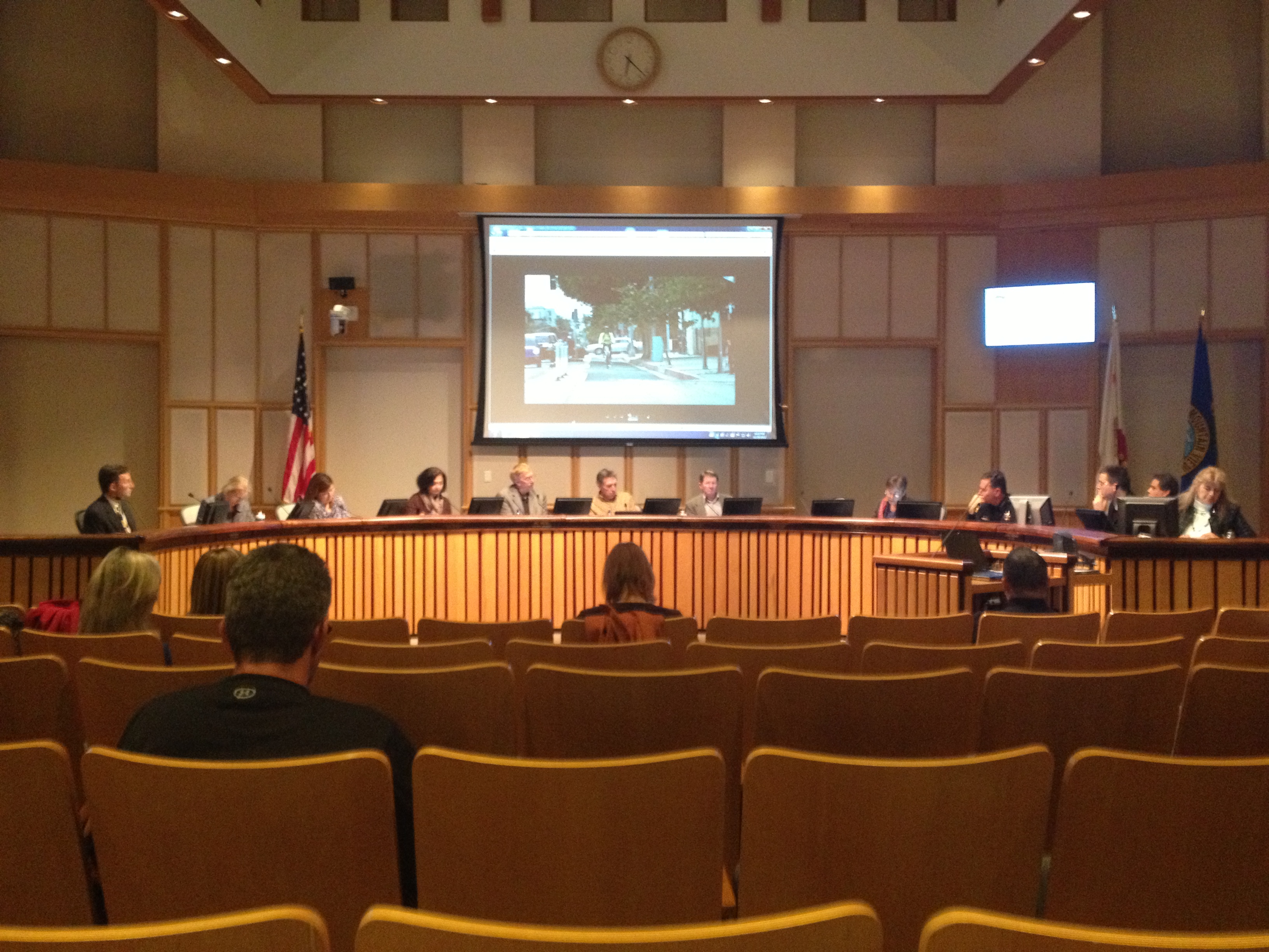 Councilmember Laura Macias briefs the council on safe bicycle street design at the November 20 study session. 